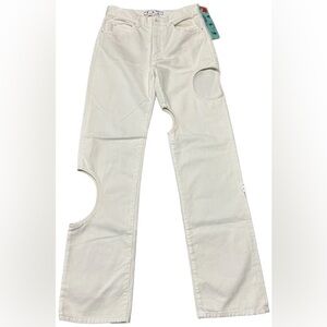 NWT OFF-WHITE METEOR HOLES COOL BAGGY WHITE DENIM JEANS WOMENS SIZE 29 RARE